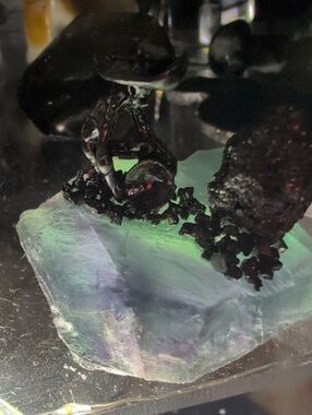 Sculpture-  Miner Pyrite And Fluorite